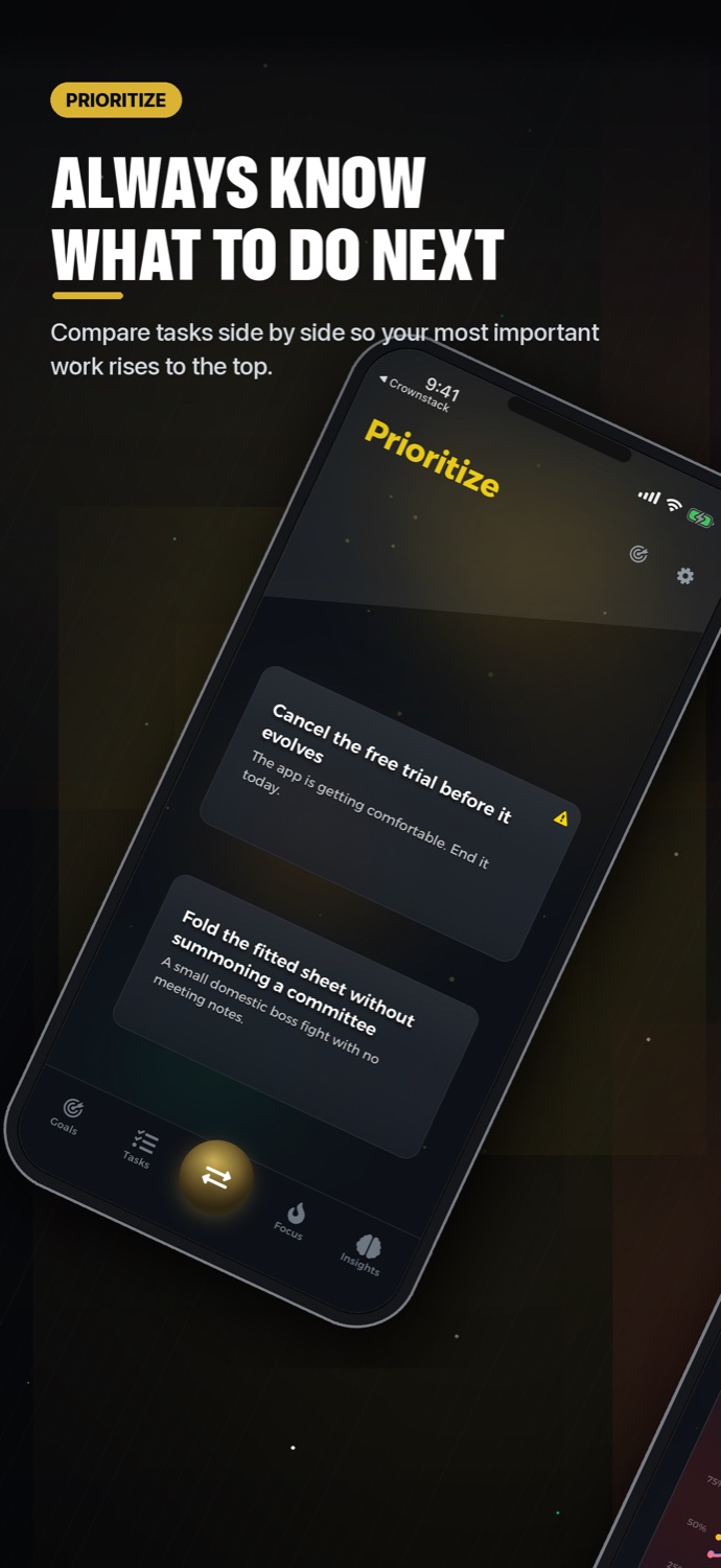 Darwin Prioritize screen showing two task cards